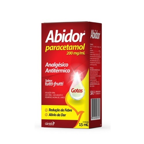 ABIDOR (PARACETAMOL) GOTAS 200MG/ML 15ML TUTTI-FRUTTI AIRELA