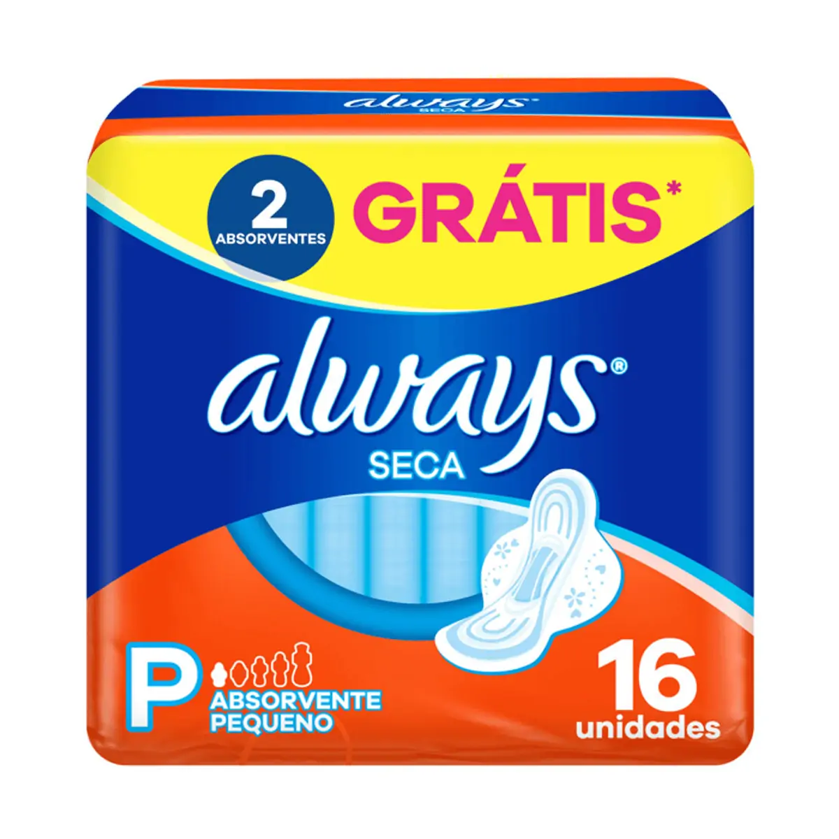 ABSORVENTE ALWAYS BASICA SECA COM ABAS COM 16 UNIDADES