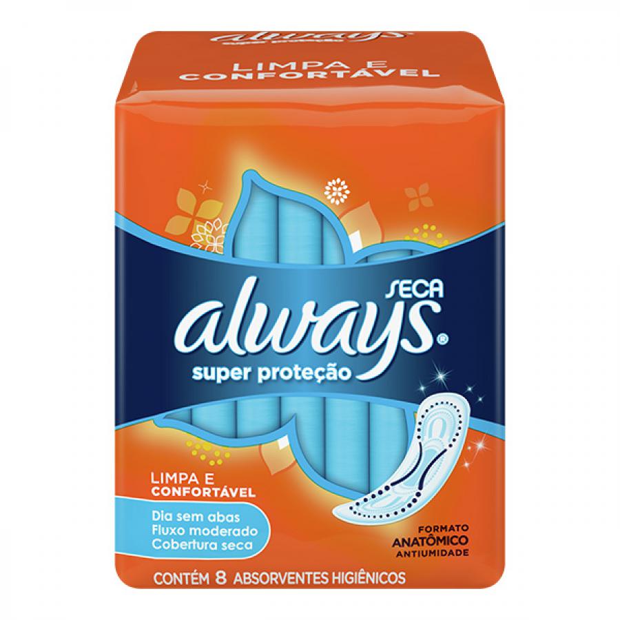 ABSORVENTE ALWAYS BASICA SECA SEM ABAS COM 8 UNIDADES