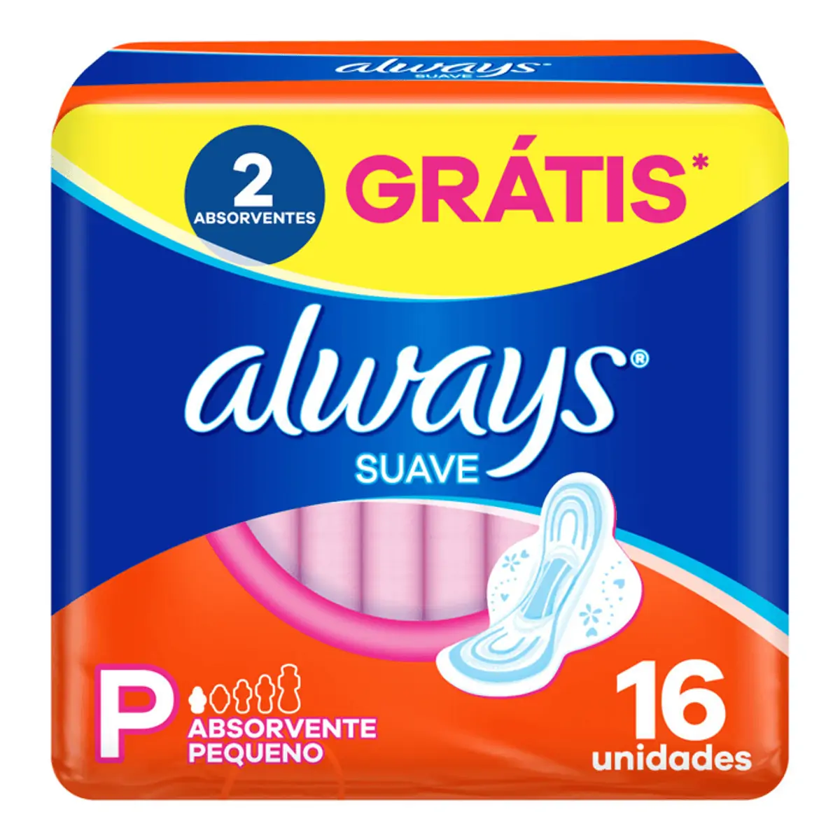 ABSORVENTE ALWAYS BASICA SUAVE COM ABAS COM 16 UNIDADES