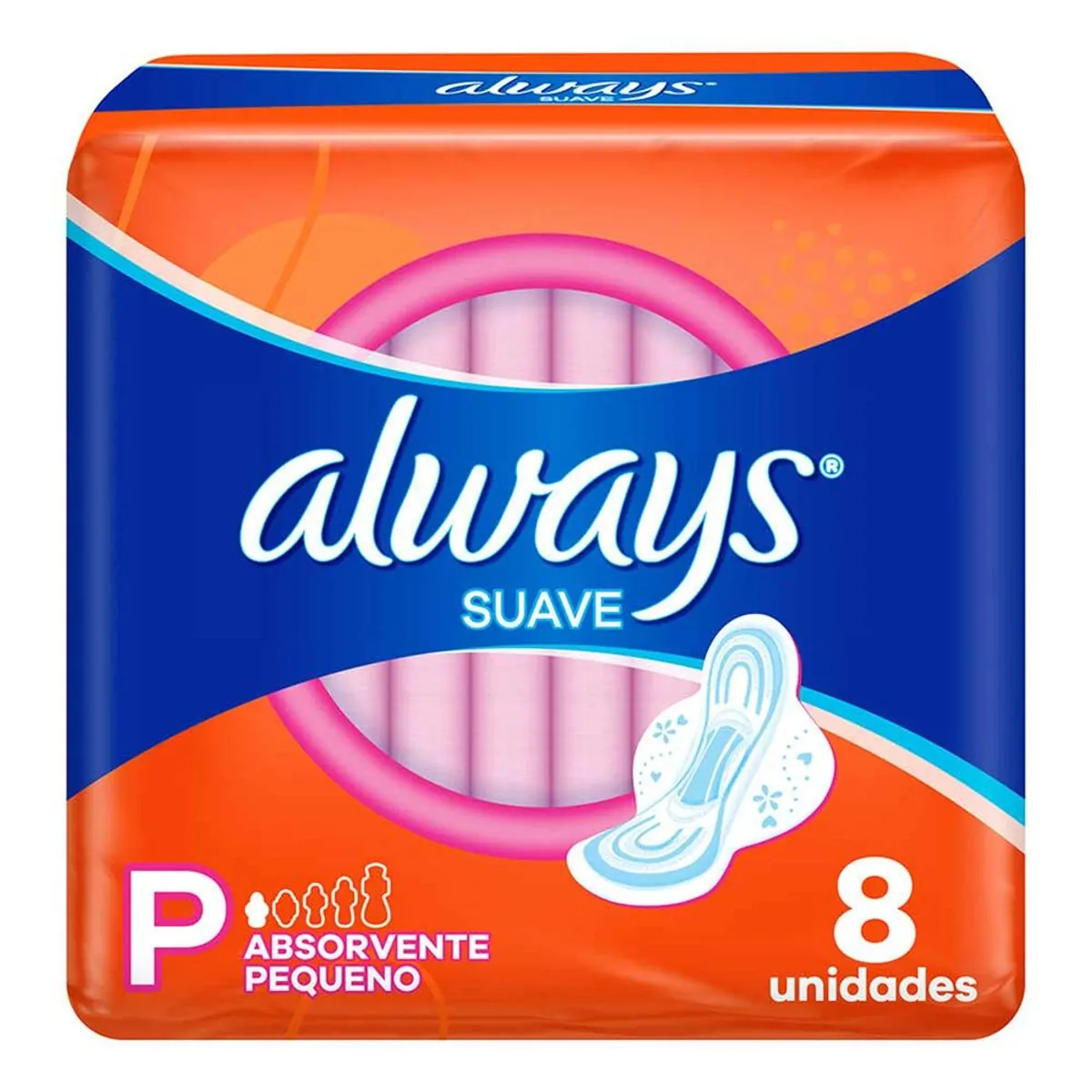 ABSORVENTE ALWAYS BASICA SUAVE COM ABAS COM 8 UNIDADES