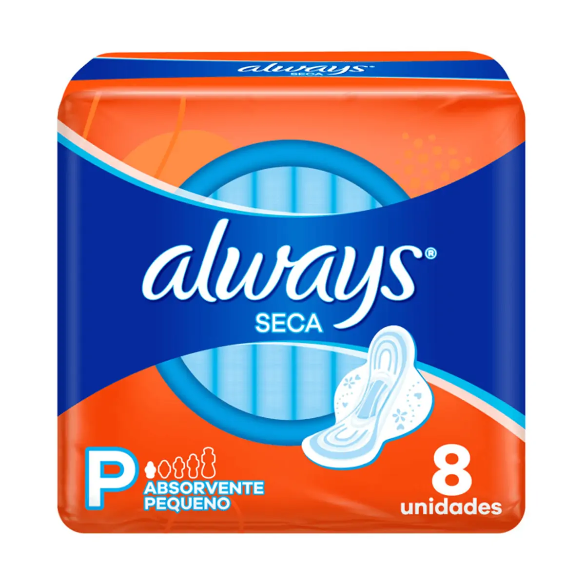 ABSORVENTE ALWAYS COBERTURA SECA COM 8 UNIDADES