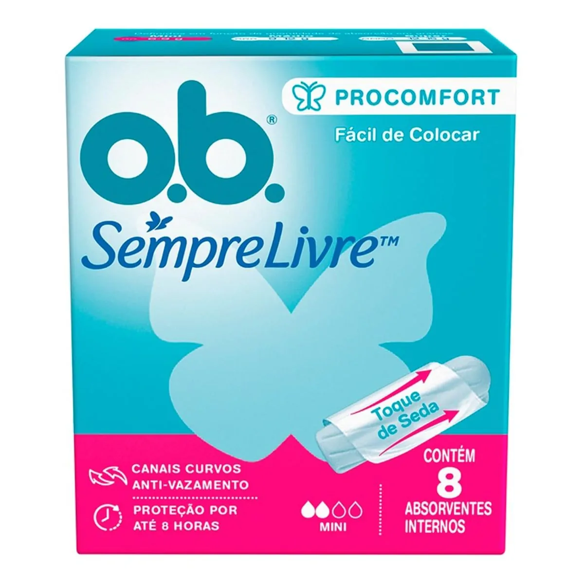 ABSORVENTE INTERNO OB MINI PROCOMFORT COM 8 UNIDADES