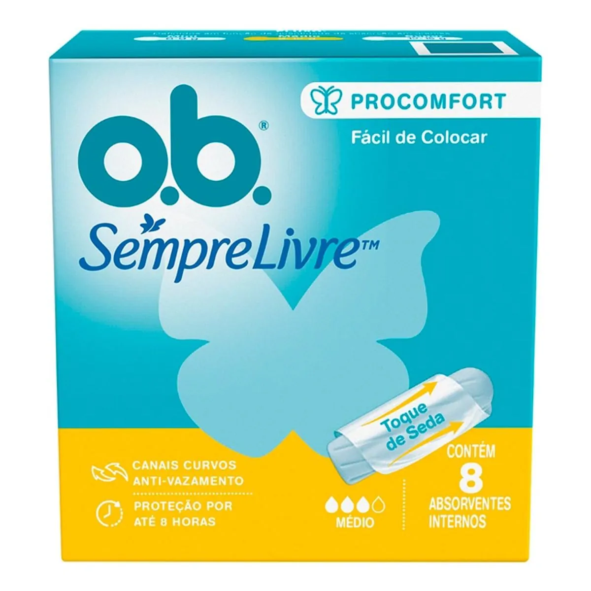 ABSORVENTE INTERNO OB PROCOMFORT MEDIO COM 8 UNIDADES