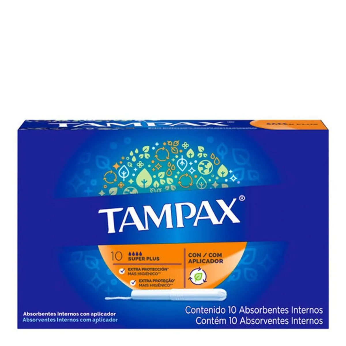 ABSORVENTE INTERNO TAMPAX PLUS COM 10 UNIDADES