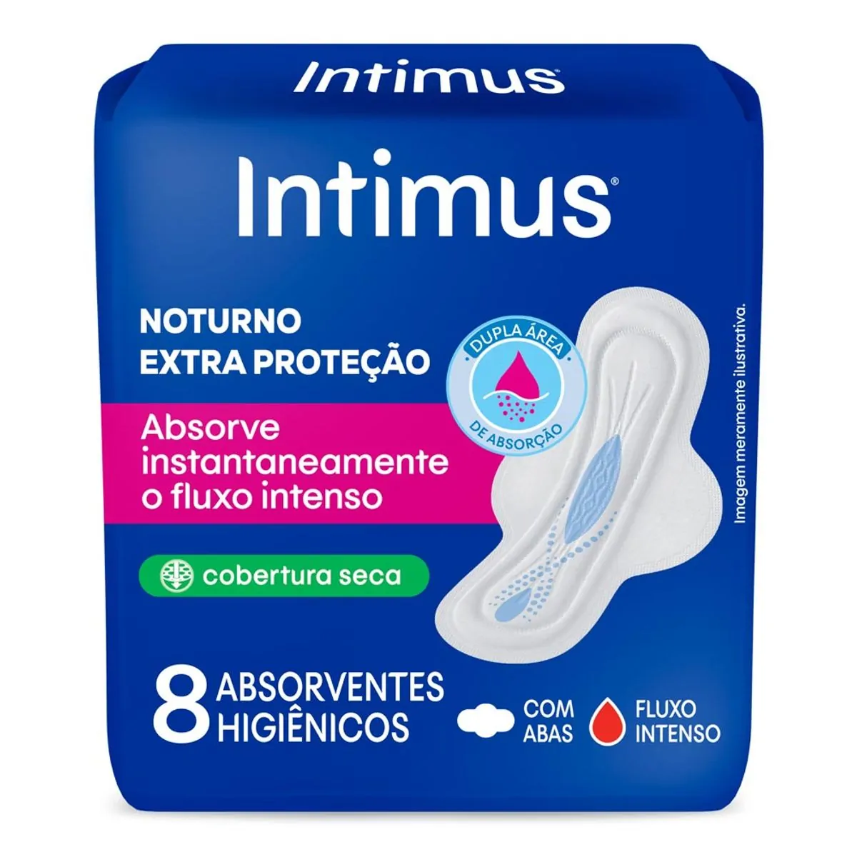 ABSORVENTE INTIMUS NOTURNO COM 8 UNIDADES