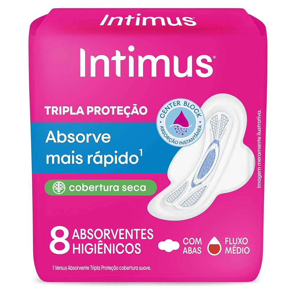 ABSORVENTE INTIMUS TRIPLA PROTECAO SECA COM ABAS COM 8 UNIDADES