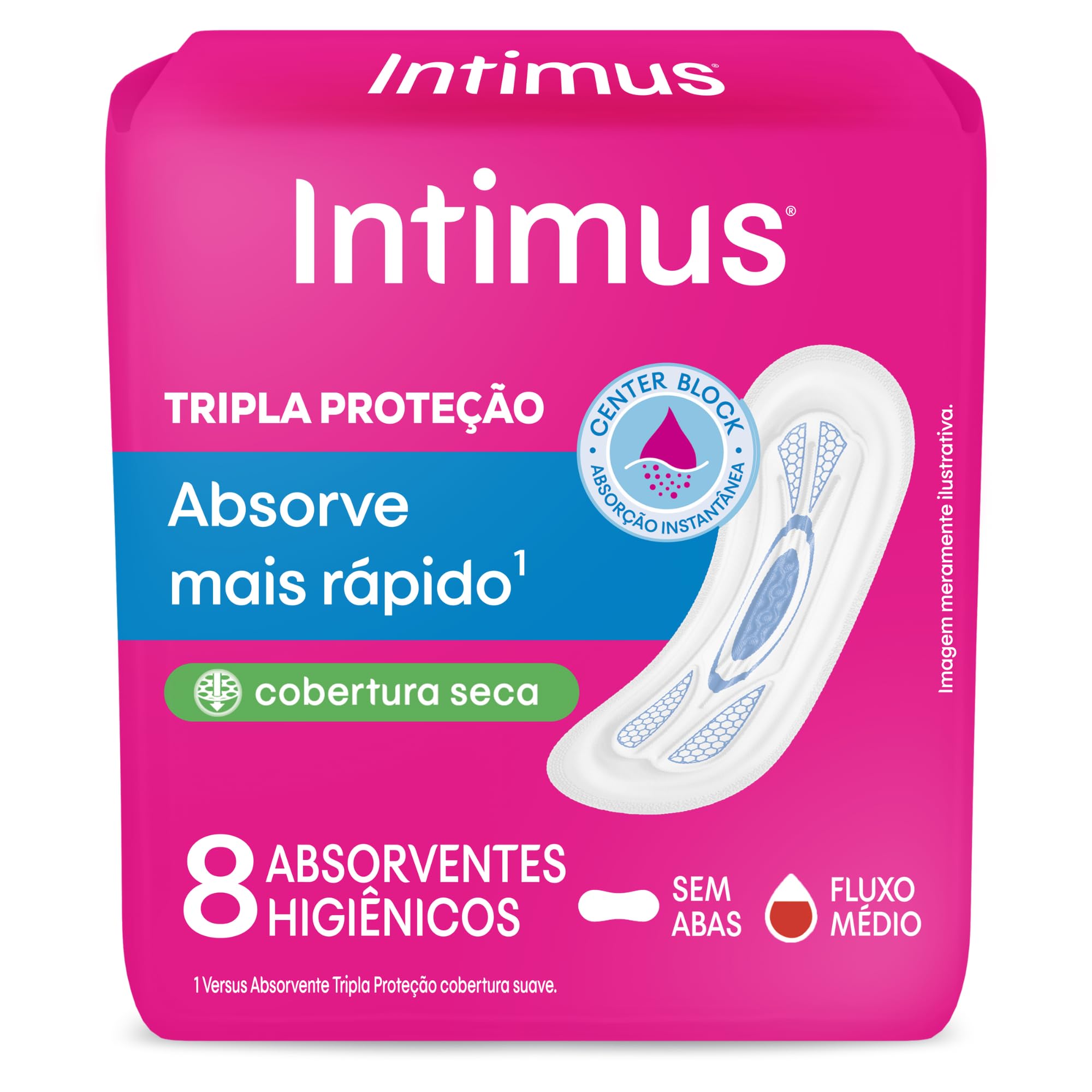 ABSORVENTE INTIMUS TRIPLA PROTECAO SECA SEM ABAS COM 8 UNIDADES