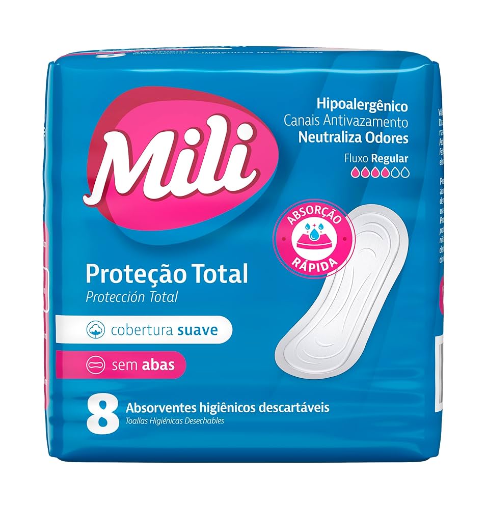 ABSORVENTE MILI PROTECAO TOTAL SUAVE SEM ABAS COM 8 UNIDADES