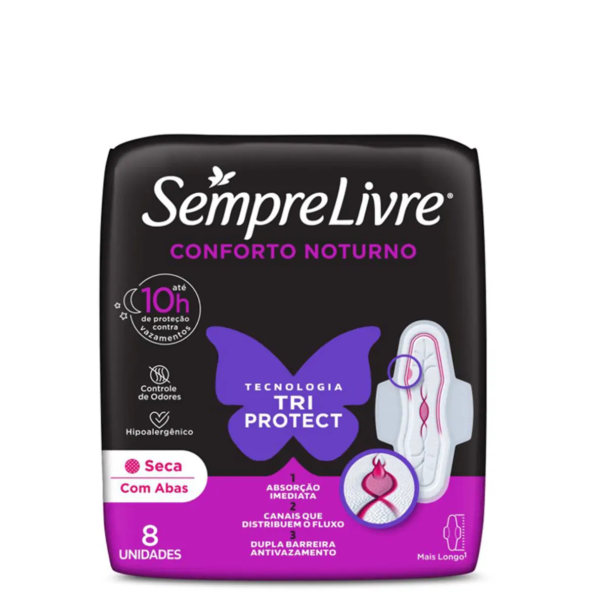 ABSORVENTE SEMPRE LIVRE ADAPT PLUS NOITE E DIA COM 8 UNIDADES