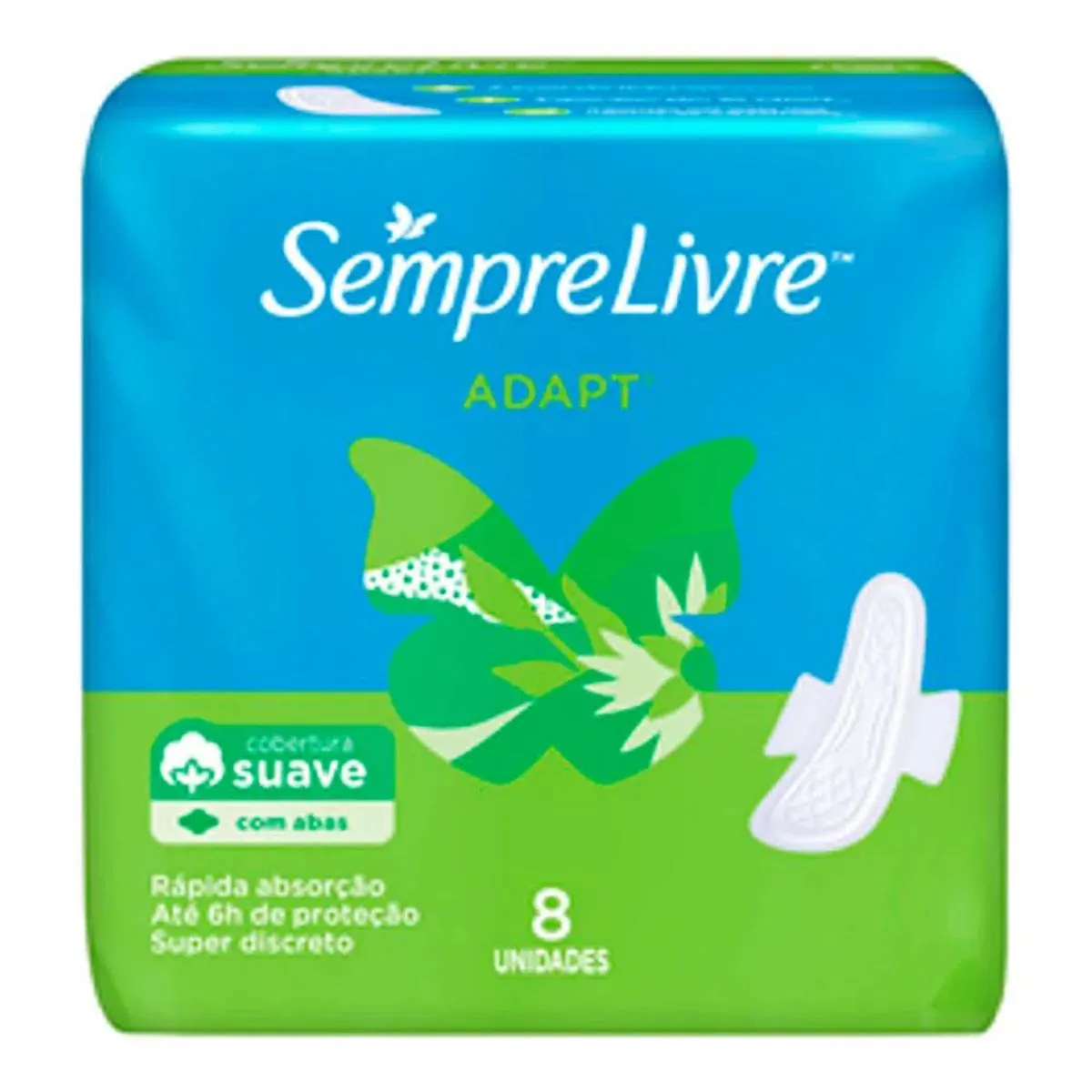 ABSORVENTE SEMPRE LIVRE ADAPT SUAVE COM ABAS COM 8 UNIDADES