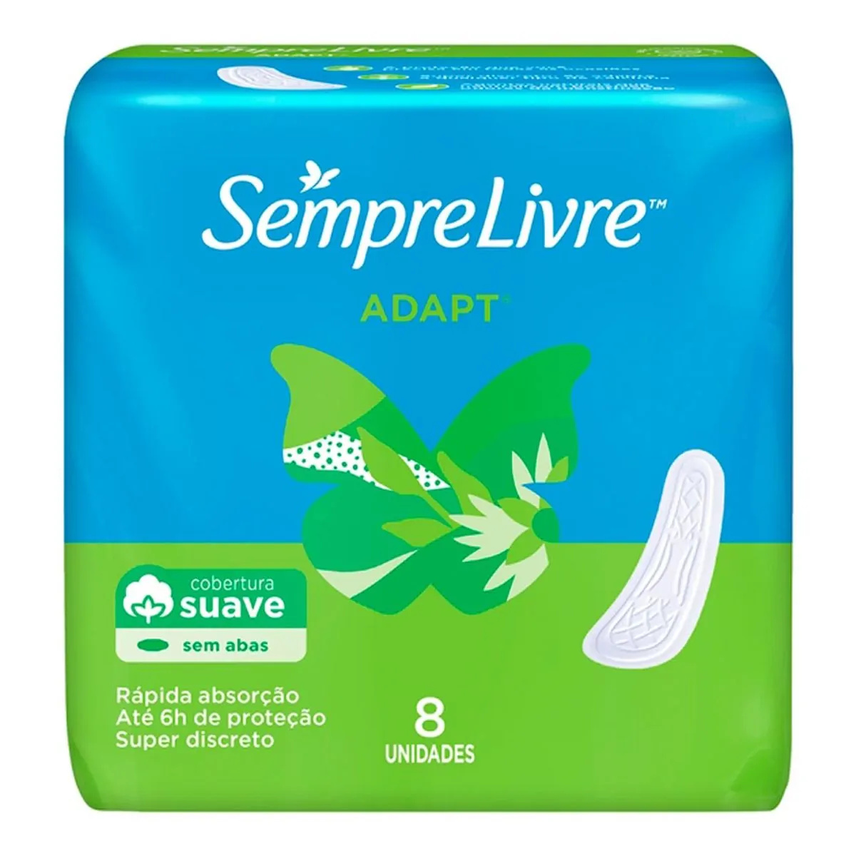 ABSORVENTE SEMPRE LIVRE ADAPT SUAVE SEM ABAS COM 8 UNIDADES