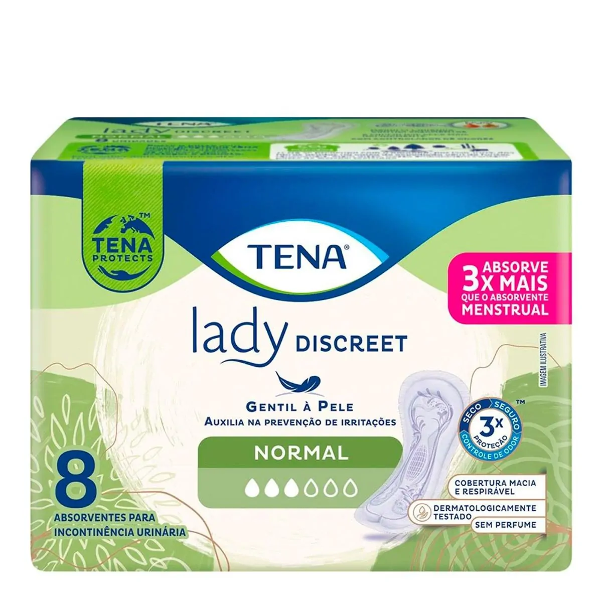 ABSORVENTE TENA LADY DISCREET NORMAL COM 8 UNIDADES