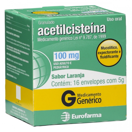 Thumbnail de ACETILCISTEINA 100MG COM 16 SACHES 5G EUROFARMA