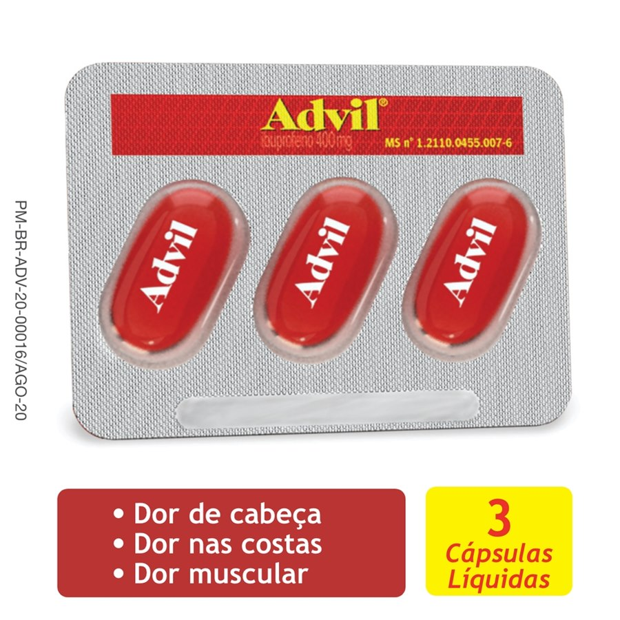 ADVIL 400MG COM 3 CAPSULAS HALEON