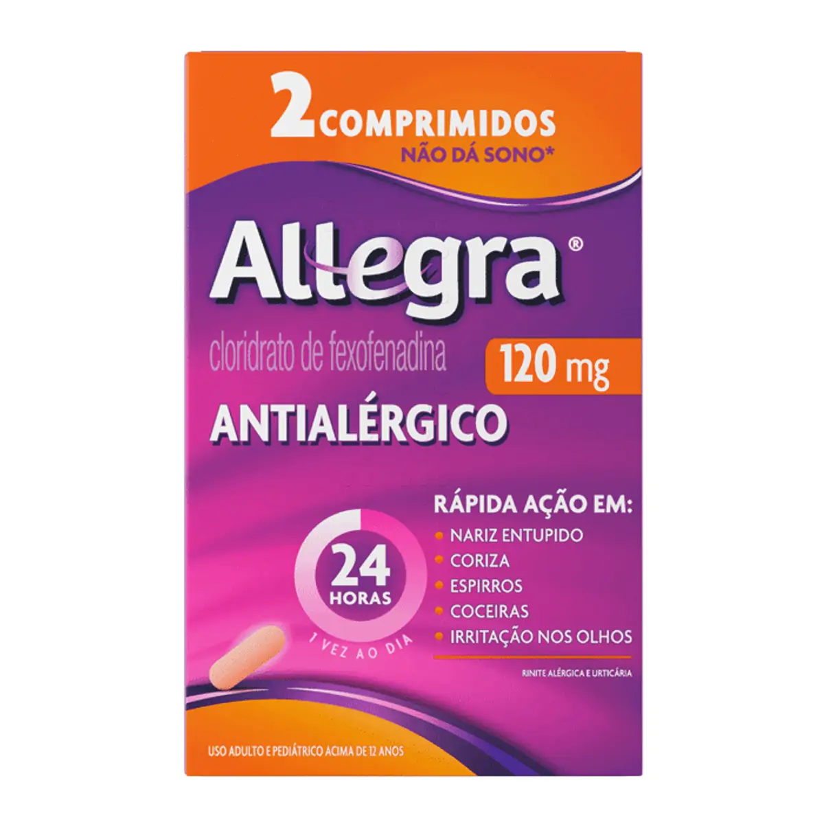 ALLEGRA 120MG COM 2 COMPRIMIDOS REVESTIDOS SANOFI