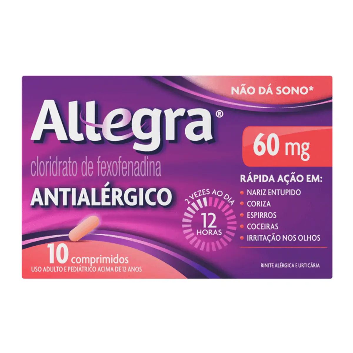 ALLEGRA 60MG COM 10 COMPRIMIDOS REVESTIDOS SANOFI