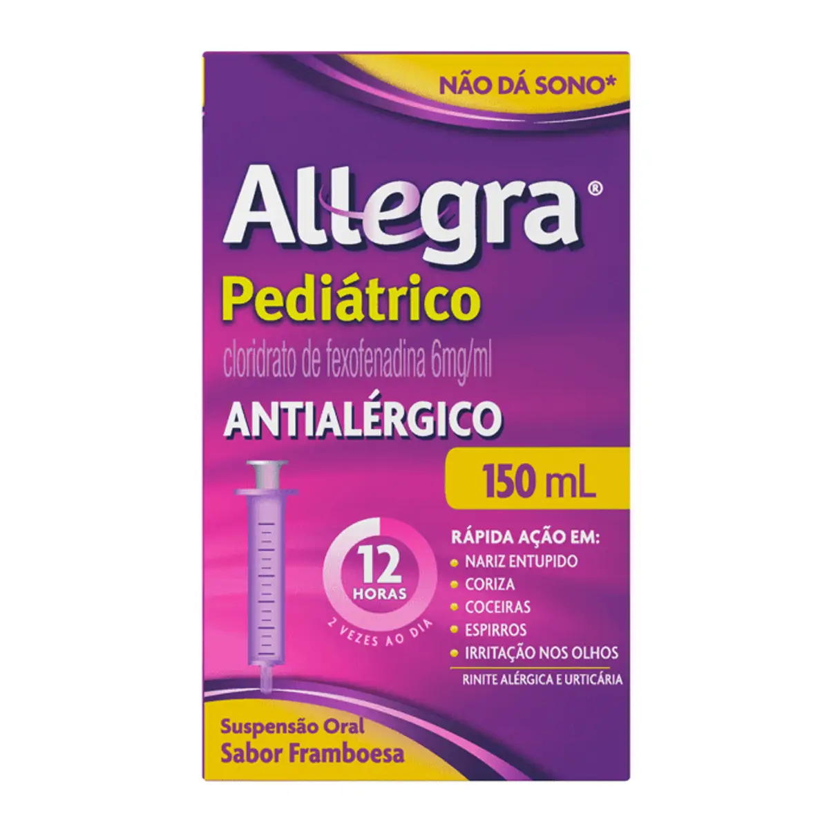 ALLEGRA PEDIATRICO 6MG/ML SUSPENSAO ORAL 150ML COM SERINGA SANOFI