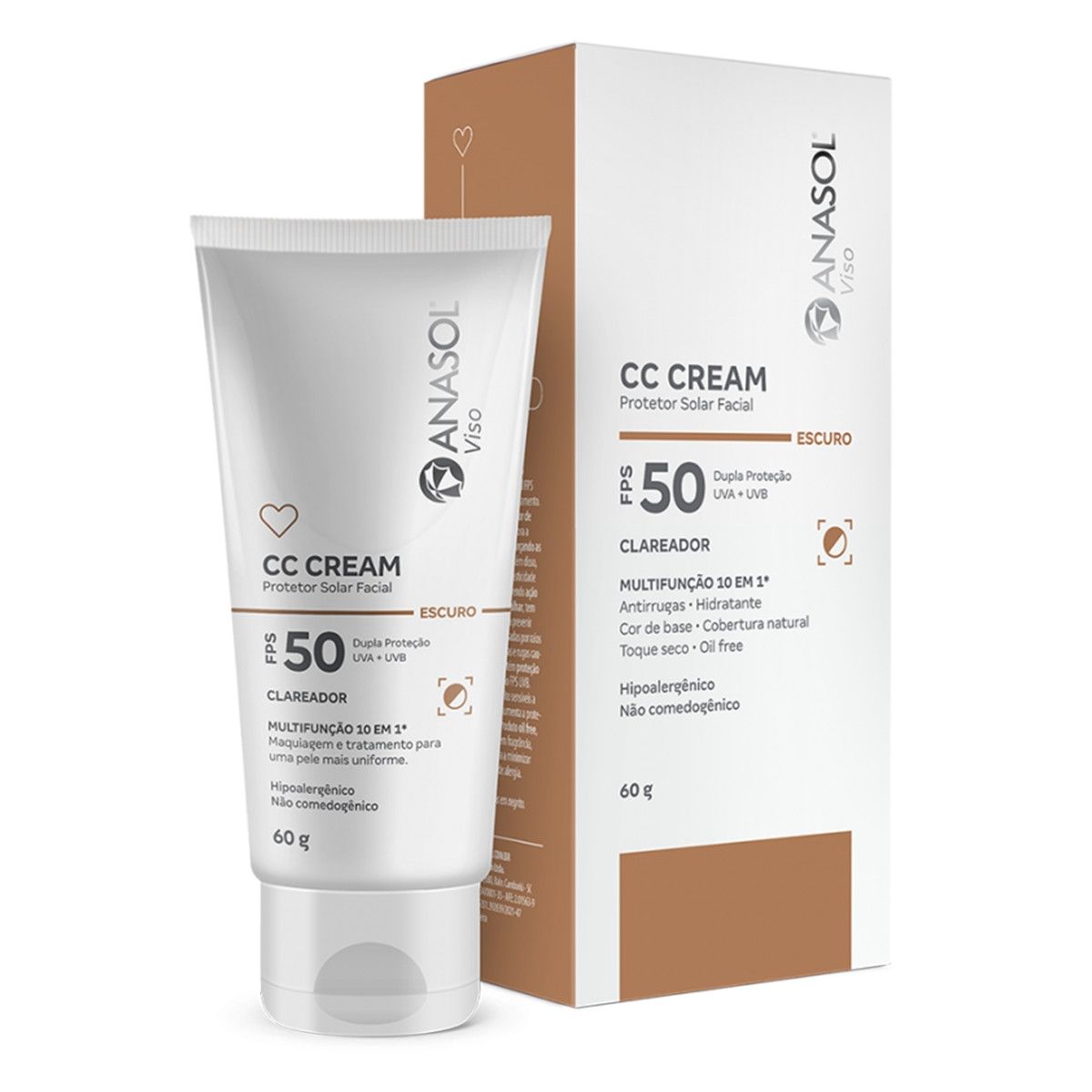 ANASOL CC CREAM FACIAL FPS 50 ESCURO 60G