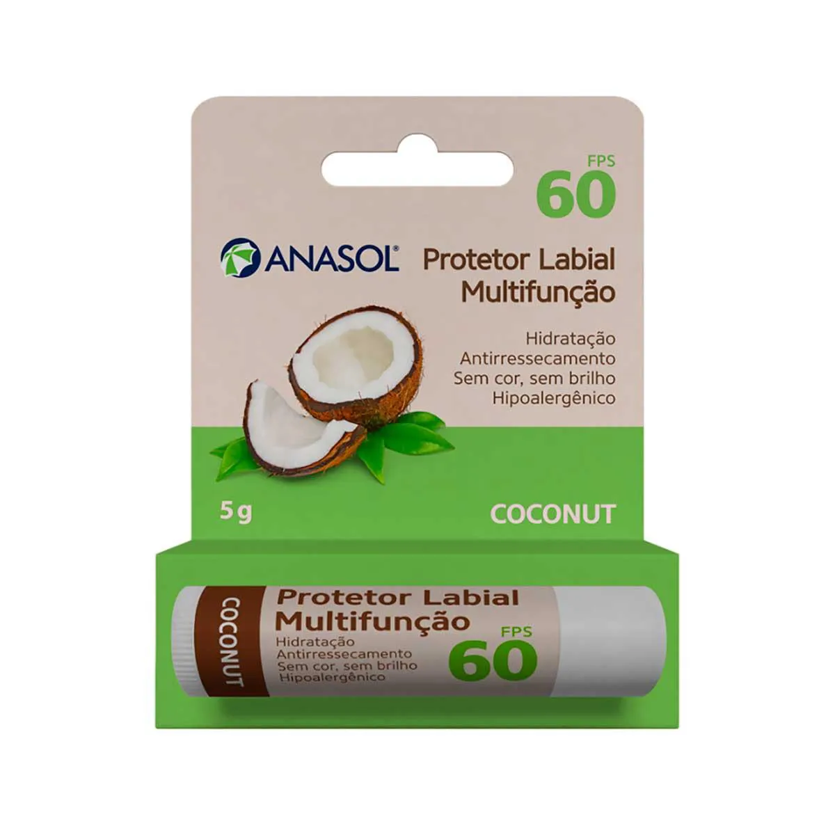 ANASOL PROTETOR SOLAR LABIAL FPS 60 COCONUT 5G