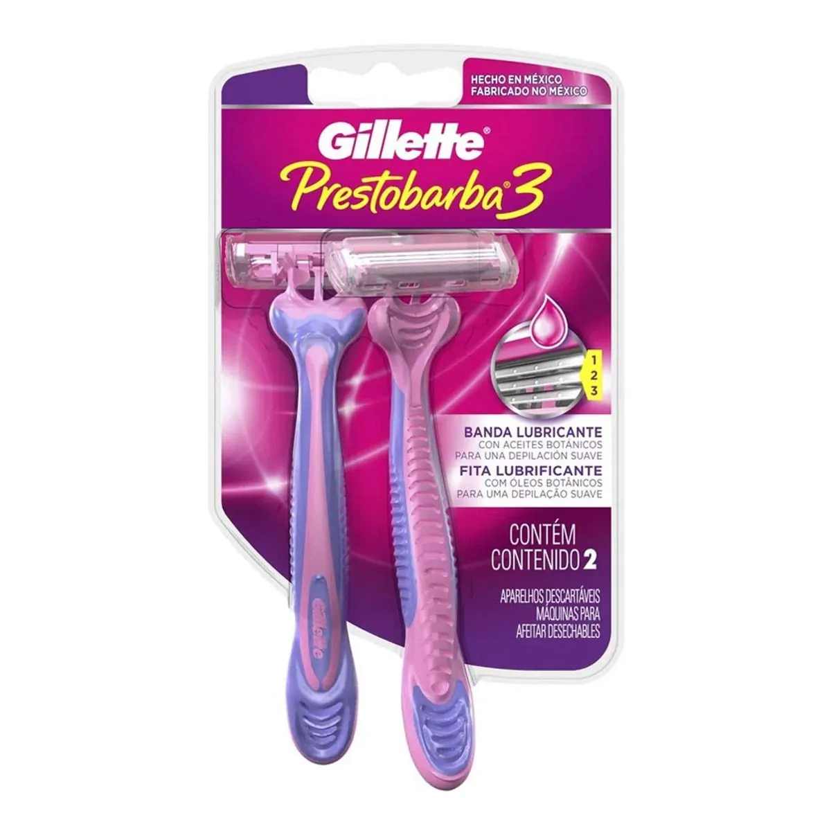 APARELHO DE BARBEAR GILLETTE PRESTO 3 FEMININO COM 2 UNIDADES