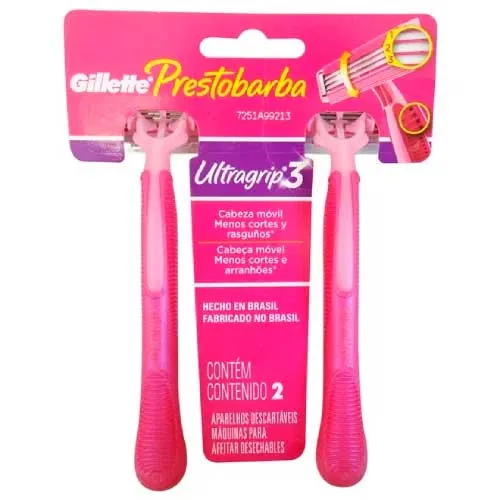 APARELHO DE BARBEAR PRESTO 3 ULTRAGRIP FEMININO CABECA MOVEL COM 2 UNIDADES