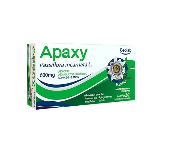 APAXY 600MG (PASSIFLORA) COM 20 COMPRIMIDOS REVESTIDOS GEOLAB
