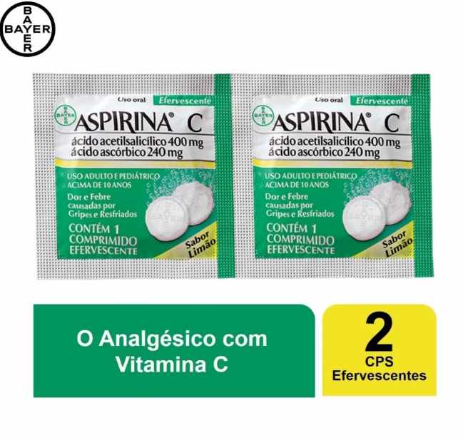 Thumbnail de ASPIRINA C EFERVESCENTE 400MG+240MG SABOR LIMAO BAYER