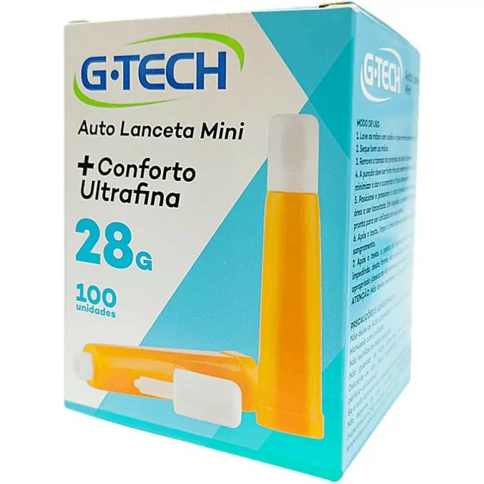 AUTO LANCETA MINI G-TECH 28G COM 100 UNIDADES