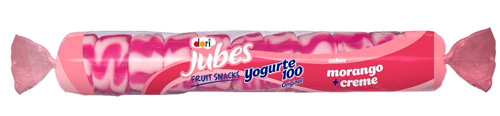 BALA DE GOMA JUBES FRUIT SNACKS YOGURTE 100 MORANGO E CREME 48G