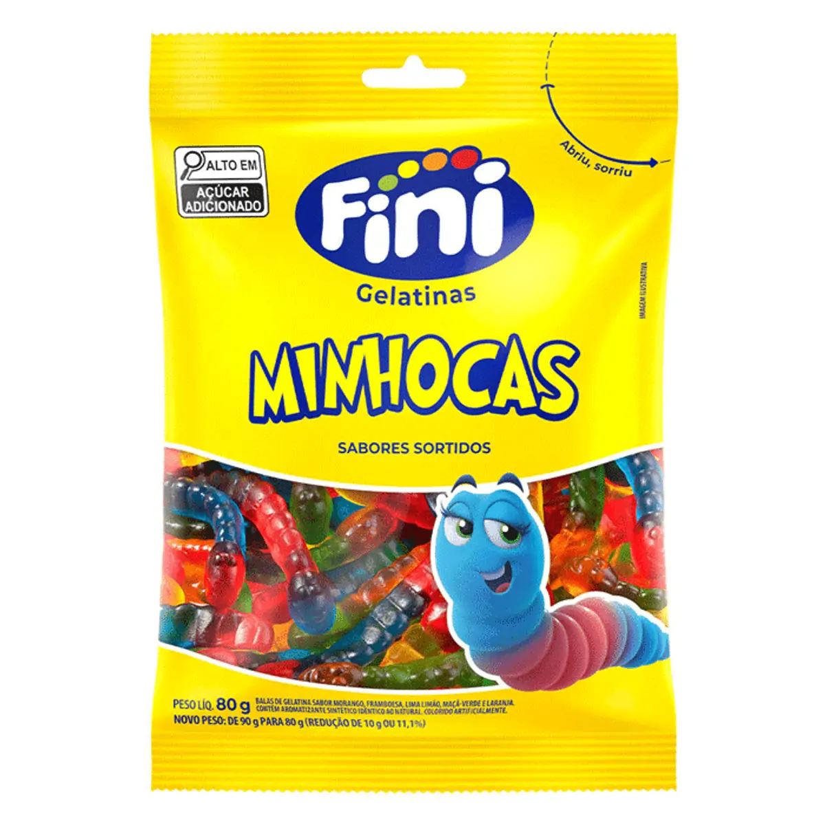 BALA FINI GELATINA MINHOCAS BRILHO 90G