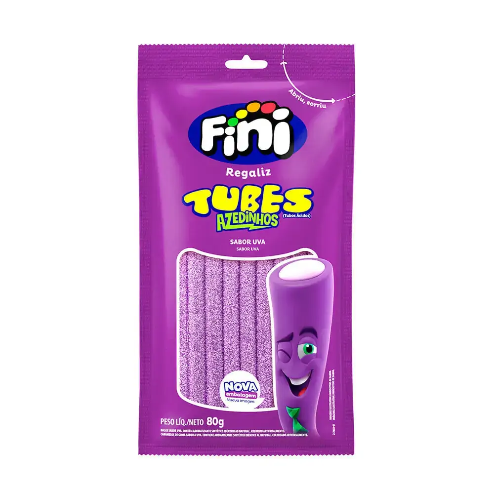 BALA FINI REGALIZ TUBES AZEDINHO UVA 80G