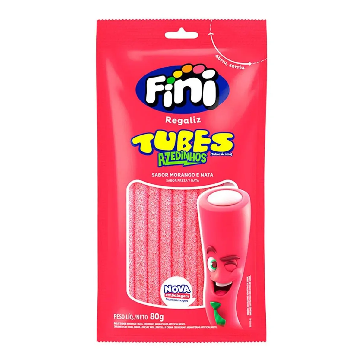 Thumbnail de BALA FINI REGALIZ TUBES MORANGO 80G