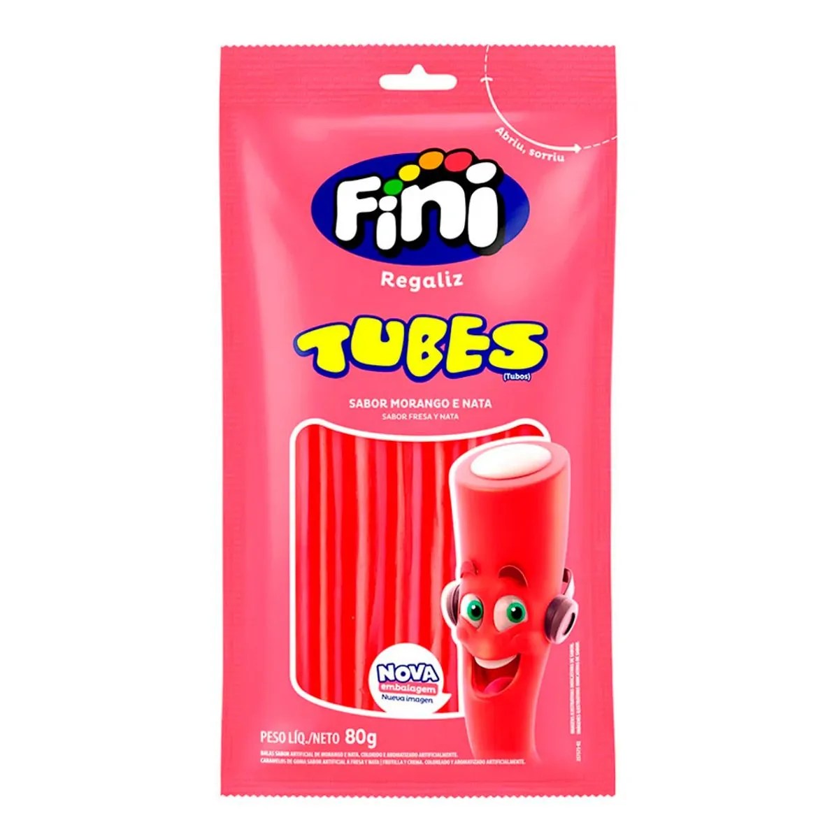 BALA FINI REGALIZ TUBES MORANGO CITRICO 80G