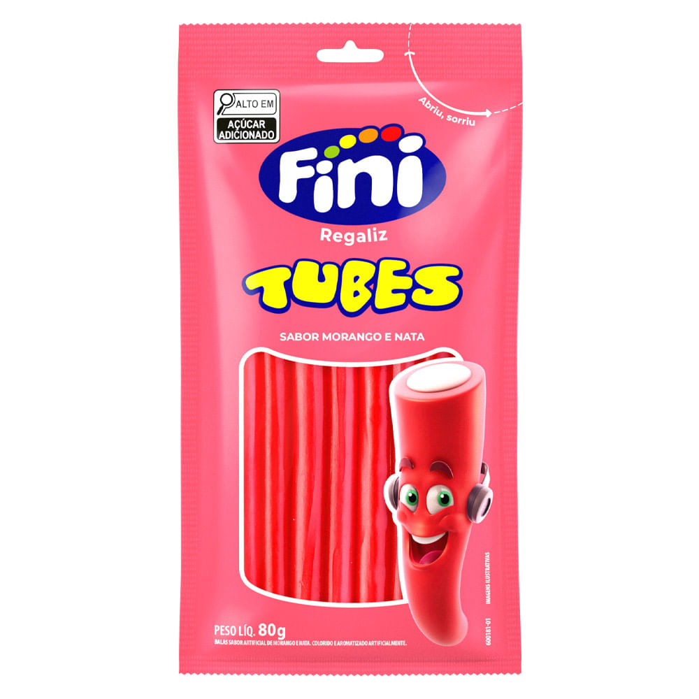 Thumbnail de BALA FINI REGALIZ TUBES MORANGO CITRICO 80G