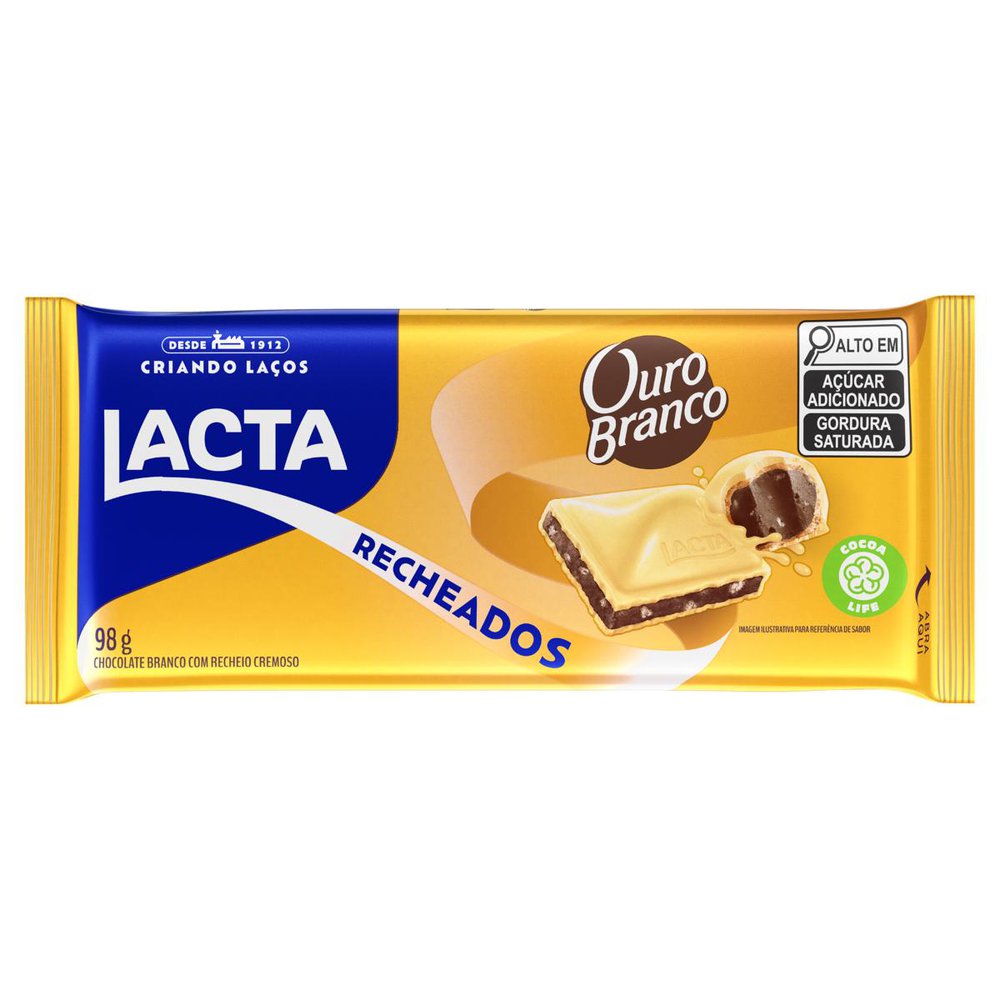 Thumbnail de BARRA DE CHOCOLATE LACTA RECHEIO OURO BRANCO 98G