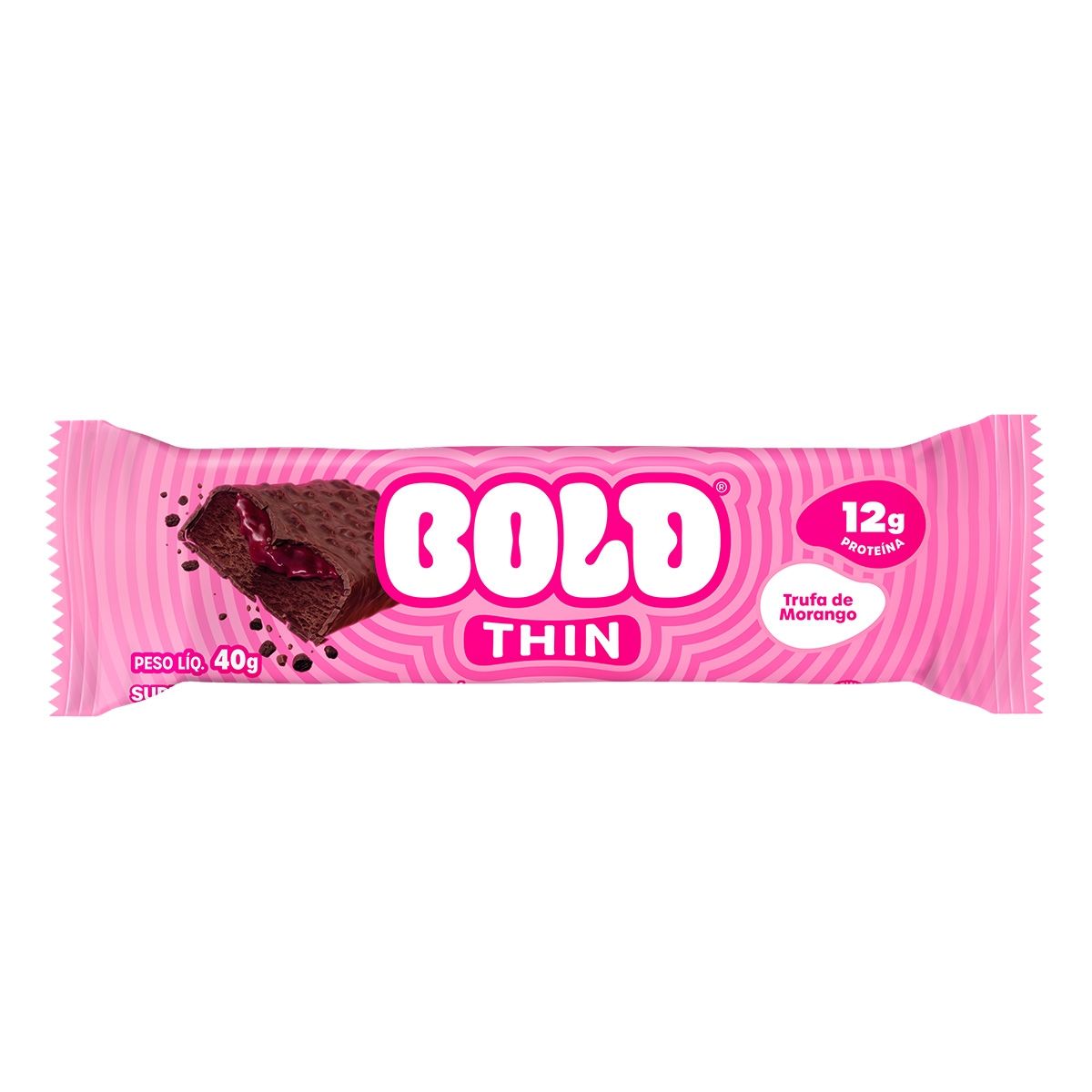 BARRA DE PROTEINA BOLD THIN TRUFA DE MORANGO 40G