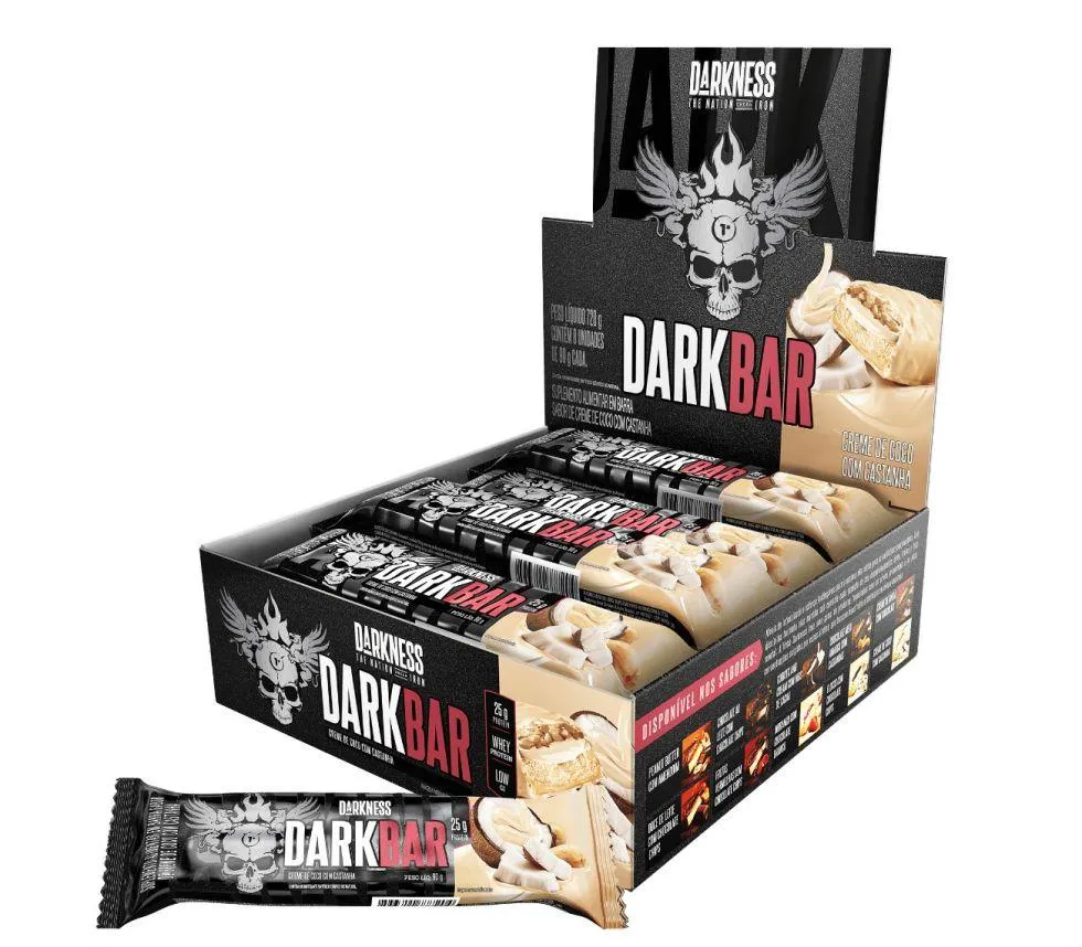 BARRA DE PROTEINA DARK BAR DARKNESS CREME DE COCO COM CASTANHA 90G