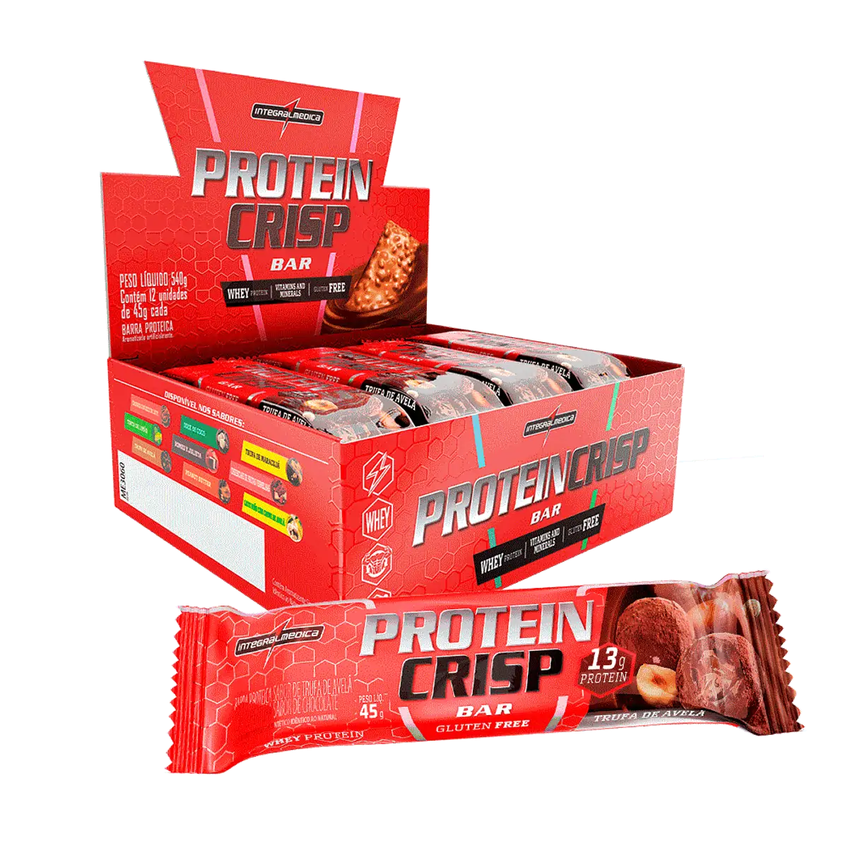 BARRA DE PROTEINA INTEGRALMEDICA PROTEIN CRISP SABOR TRUFA DE AVELA 45G
