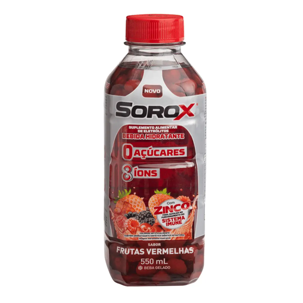 BEBIDA ISOTONICA SOROX SABOR FRUTAS VERMELHAS 550ML