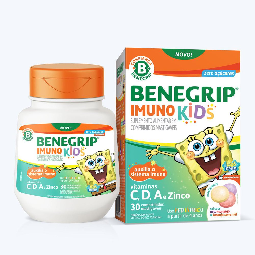 BENEGRIP IMUNO KIDS COM 30 COMPRIMIDOS SORTIDOS