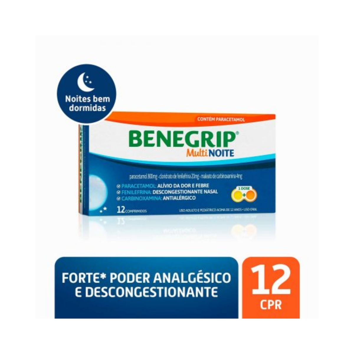 BENEGRIP MULTI NOITE 400MG+20MG E 400MG+4MG COM 12 COMPRIMIDOS COSMED