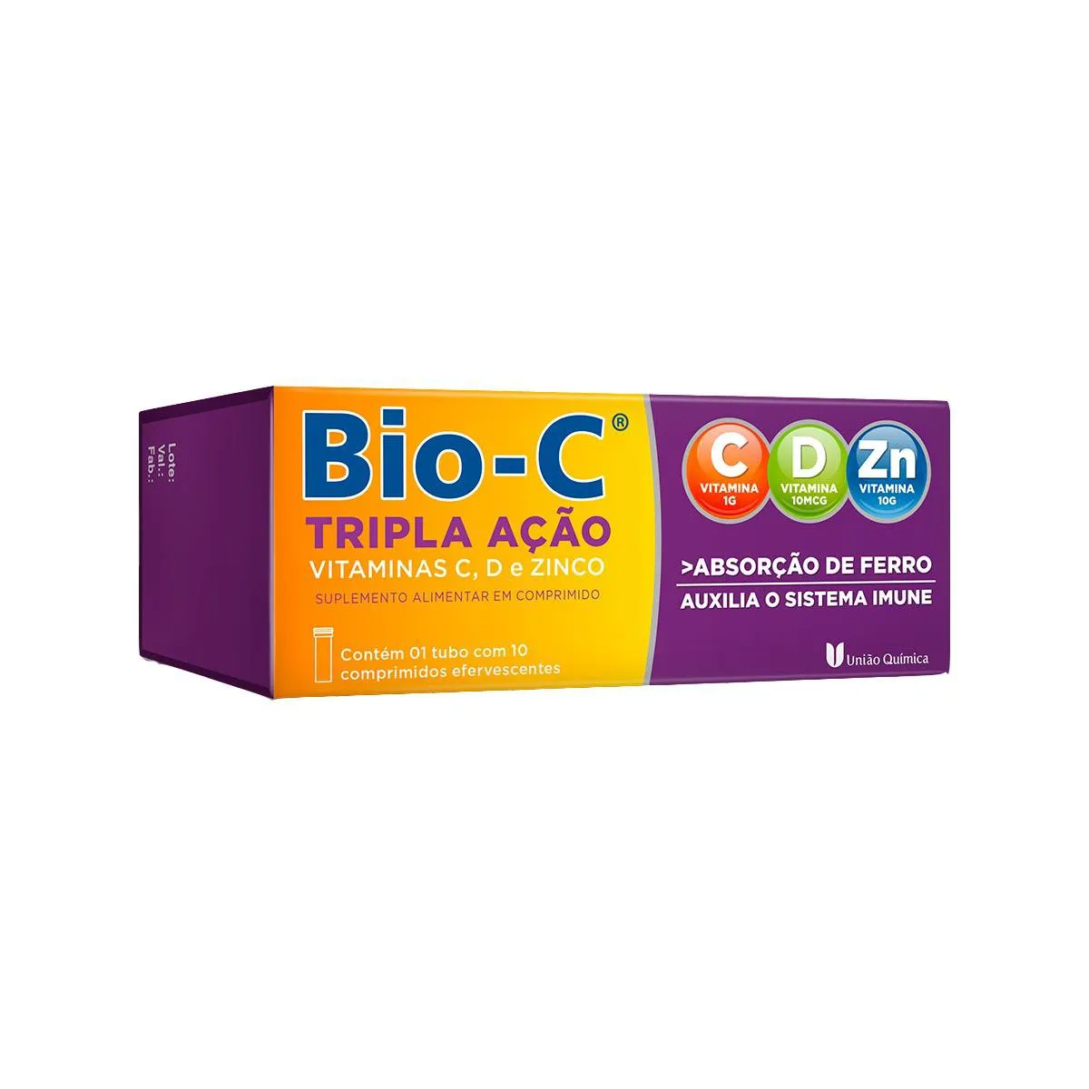 BIO-C TRIPLA ACAO EFERVESCENTE COM 10 COMPRIMIDOS UNIAO QUIMICA