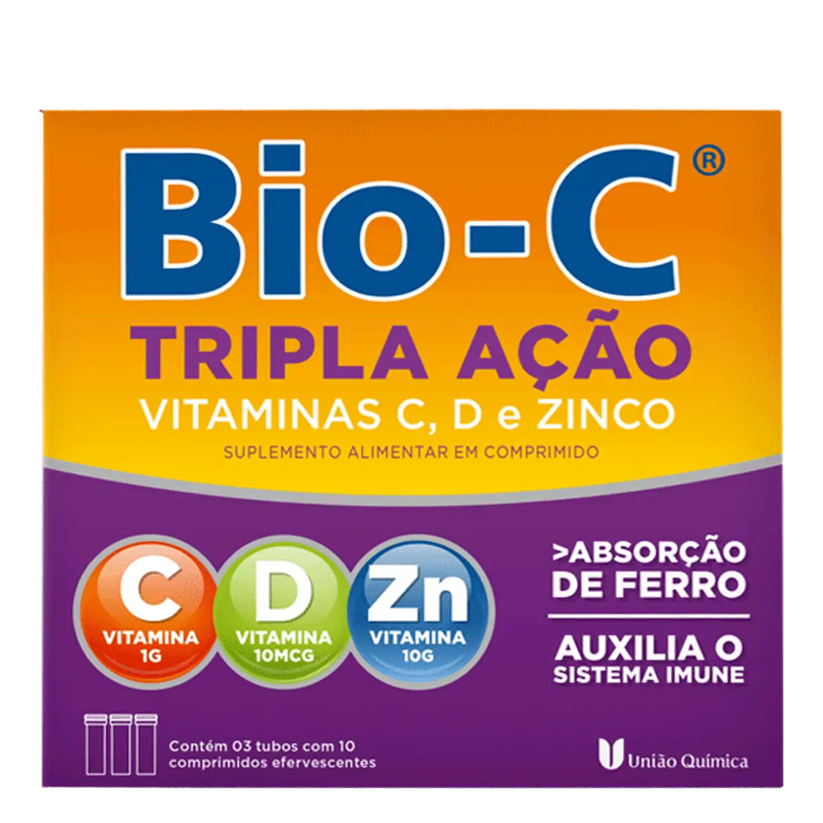 BIO-C TRIPLA ACAO EFERVESCENTE COM 30 COMPRIMIDOS UNIAO QUIMICA