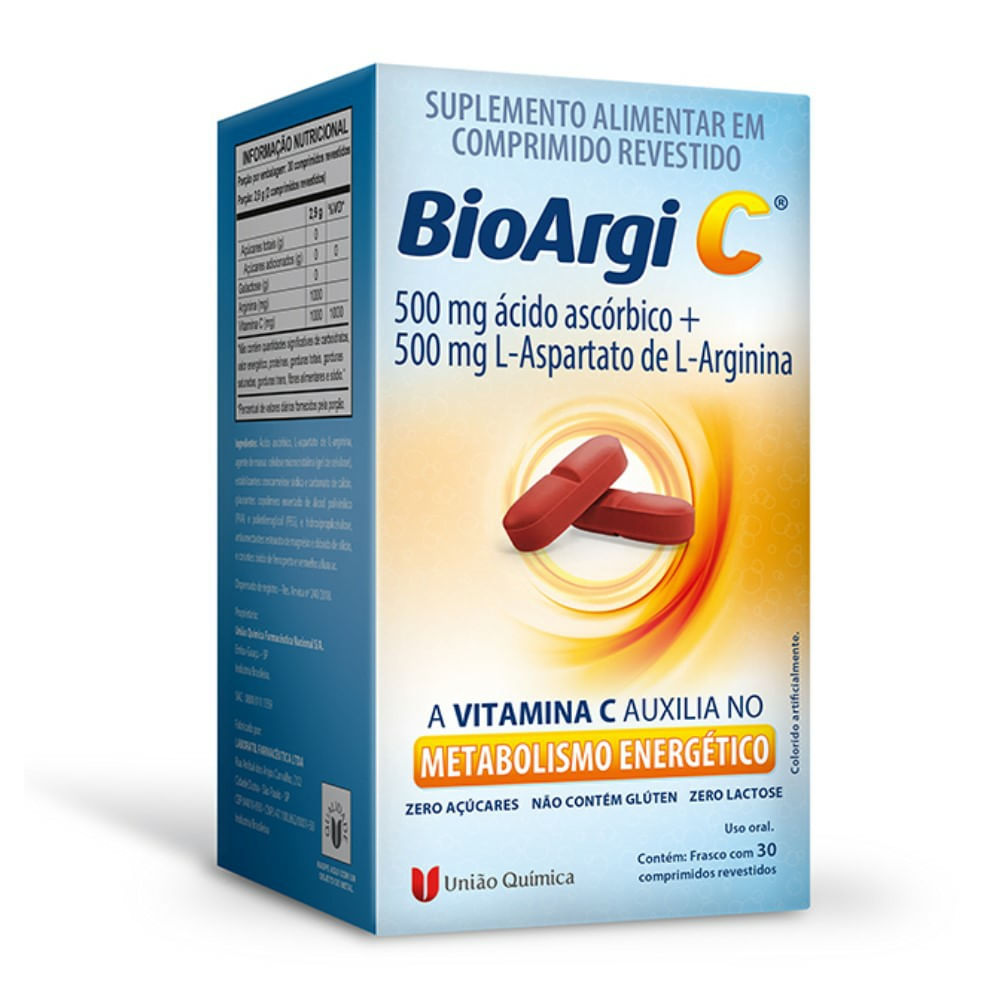 Thumbnail de BIOARGI C 500MG COM 30 COMPRIMIDOS REVESTIDOS UNIAO QUIMICA