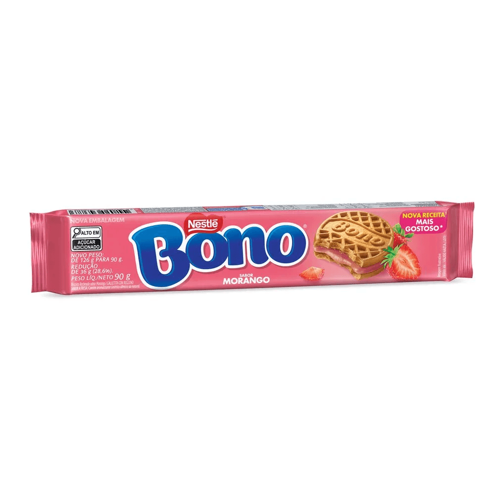 BISCOITO RECHEADO BONO MORANGO 90G NESTLE