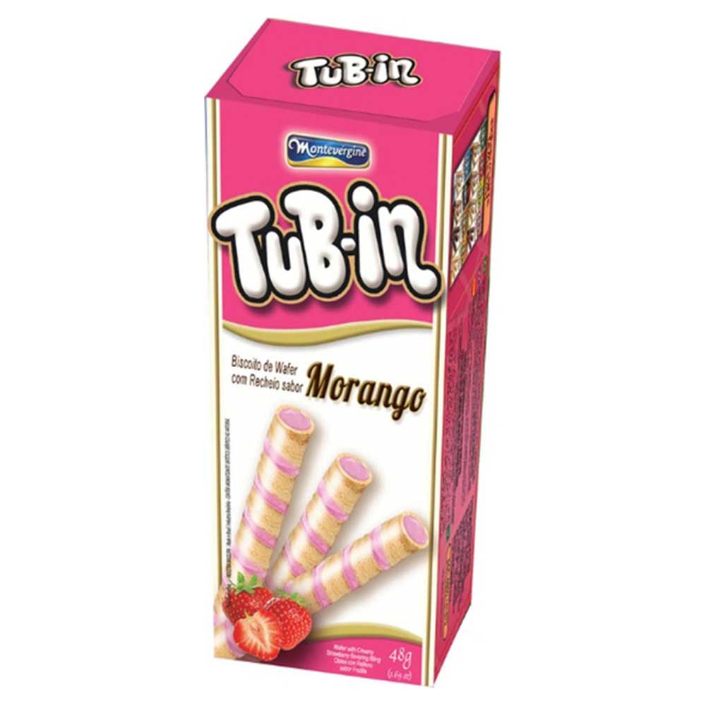 BISCOITO WAFER TUB-IN RECHEIO MORANGO 48G