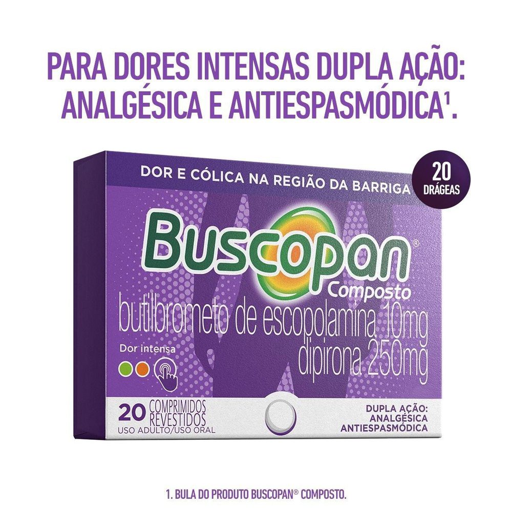 BUSCOPAN COMPOSTO COM 20 COMPRIMIDOS REVESTIDOS COSMED