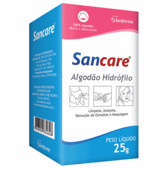 CAIXA DE ALGODAO SANCARE 25G