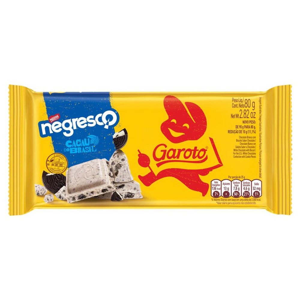 Thumbnail de CHOCOLATE BRANCO COM BISCOITO NEGRESCO GAROTO 80G